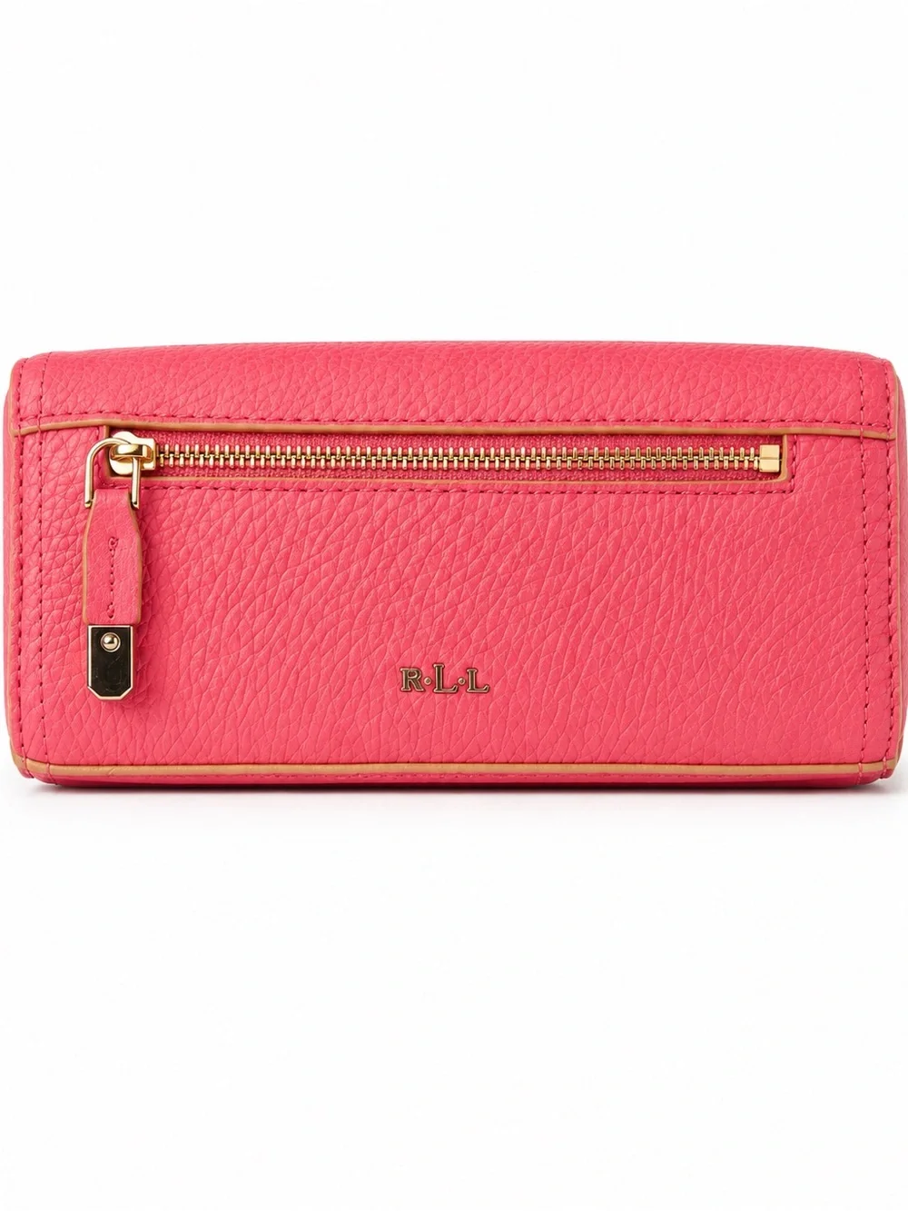 Lauren Ralph Lauren Coral Pink Cosmetic Bag Pouch Pebbled NWT $68 Retail